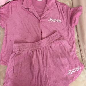 Barbie Pink Pajama Set Terry Cloth